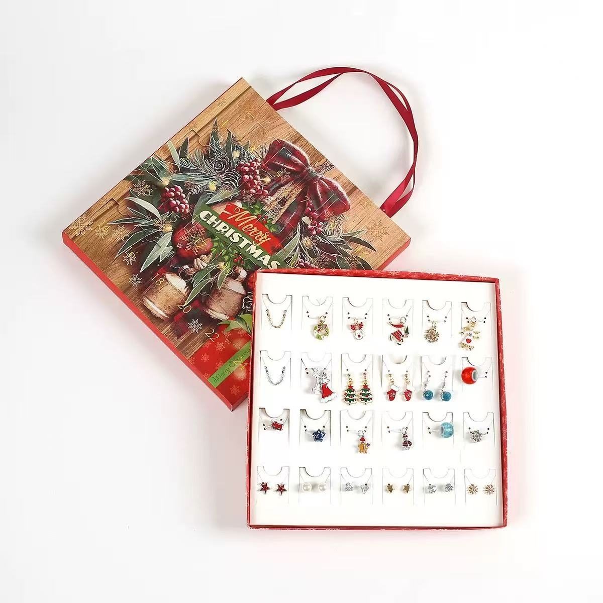 Merry Christmas Jewelry Set Advent Calendar Gift Box