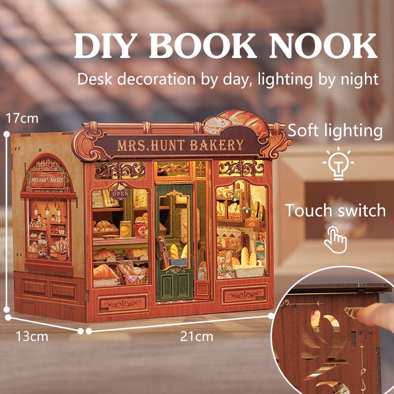 image displaying the touch switch feature of Mrs. Hunt’s Bakery Shop DIY Dollhouse Kit