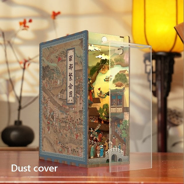 The Prosperous Nandu Ancient China Inspired DIY Book Nook Kit - 3d wooden bookend - bookshelf insert diorama -Miniature Crafts