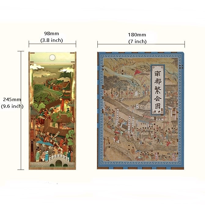 The Prosperous Nandu Ancient China Inspired DIY Book Nook Kit - 3d wooden bookend - bookshelf insert diorama -Miniature Crafts