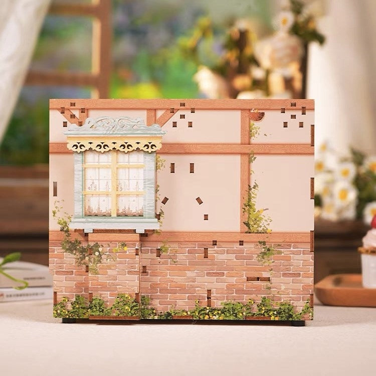 Pastoral Time DIY Wooden Miniature House Kit Dollhouse 3D Puzzles White Sounds