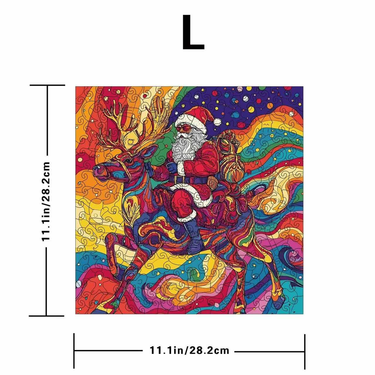 Psychedelic Santa & Reindeer Wooden Jigsaw Puzzle