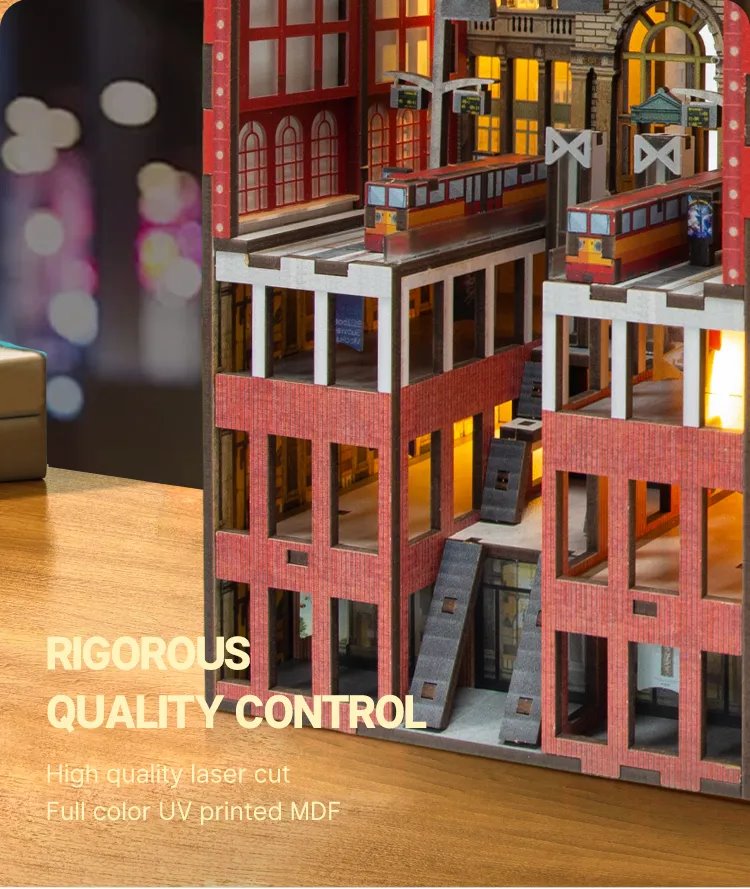 Railway Cathedral | DIY Book Nook Kit | Bookend in Double Scenes | 3d wooden puzzles | bookshelf diorama | miniature house