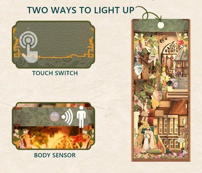 Shakespeare’s Verse DIY Book Nook Kit, Shakespeare’s works inspired bookshelf insert decor diorama, 3d puzzles bookends, miniature house crafts kits - light up way