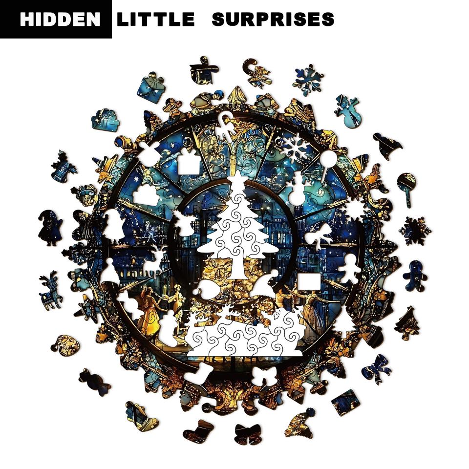 Stained Glass Christmas Tree Wooden Jigsaw Puzzle