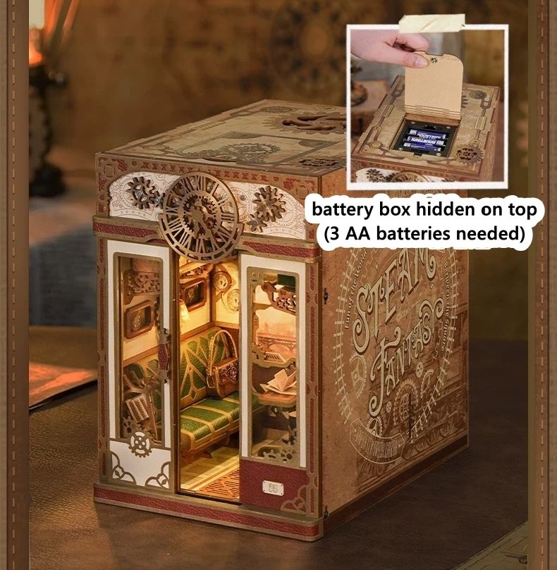 image displaying the battery box of Steampunk Fantasy Infinite Train Cabin DIY Book Nook Kit