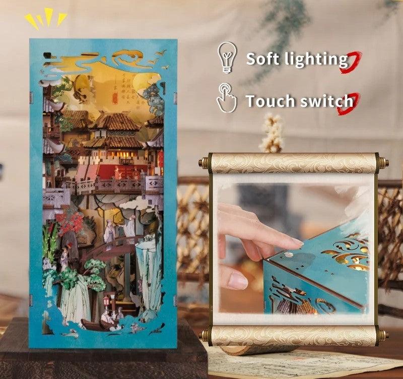 Su Dongpo's Life DIY Book Nook Kit | Bookshelf Inserts Decor Diorama | 3D Wooden Puzzles Bookend | Miniature House crafts