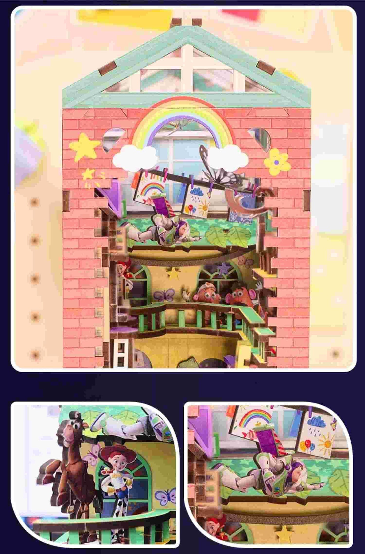 Toy Story DIY Book Nook Kit, a miniature crafts inspired by the film "Toy Story", perfect for 3D puzzles bookend lovers, model building lovers, dollhouse collectors, bookshelf insert decor, A great DIY project for Toy Story fans.