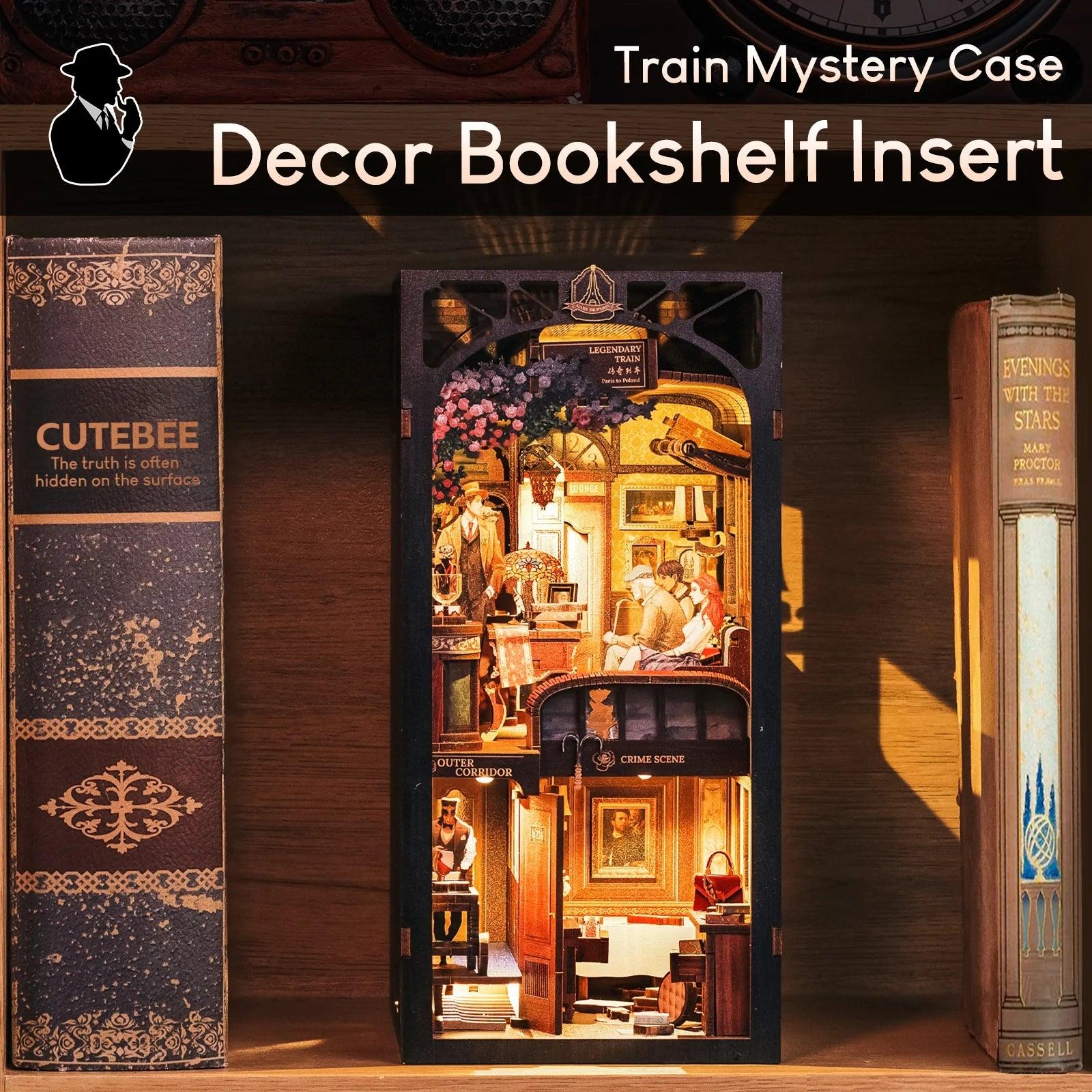 Train Mystery Case | DIY Book Nook Kit | Detective Agency Series | Bookshelf Insert Decor Diorama | 3D Wooden Puzzles Bookend | Book Stand Miniature House