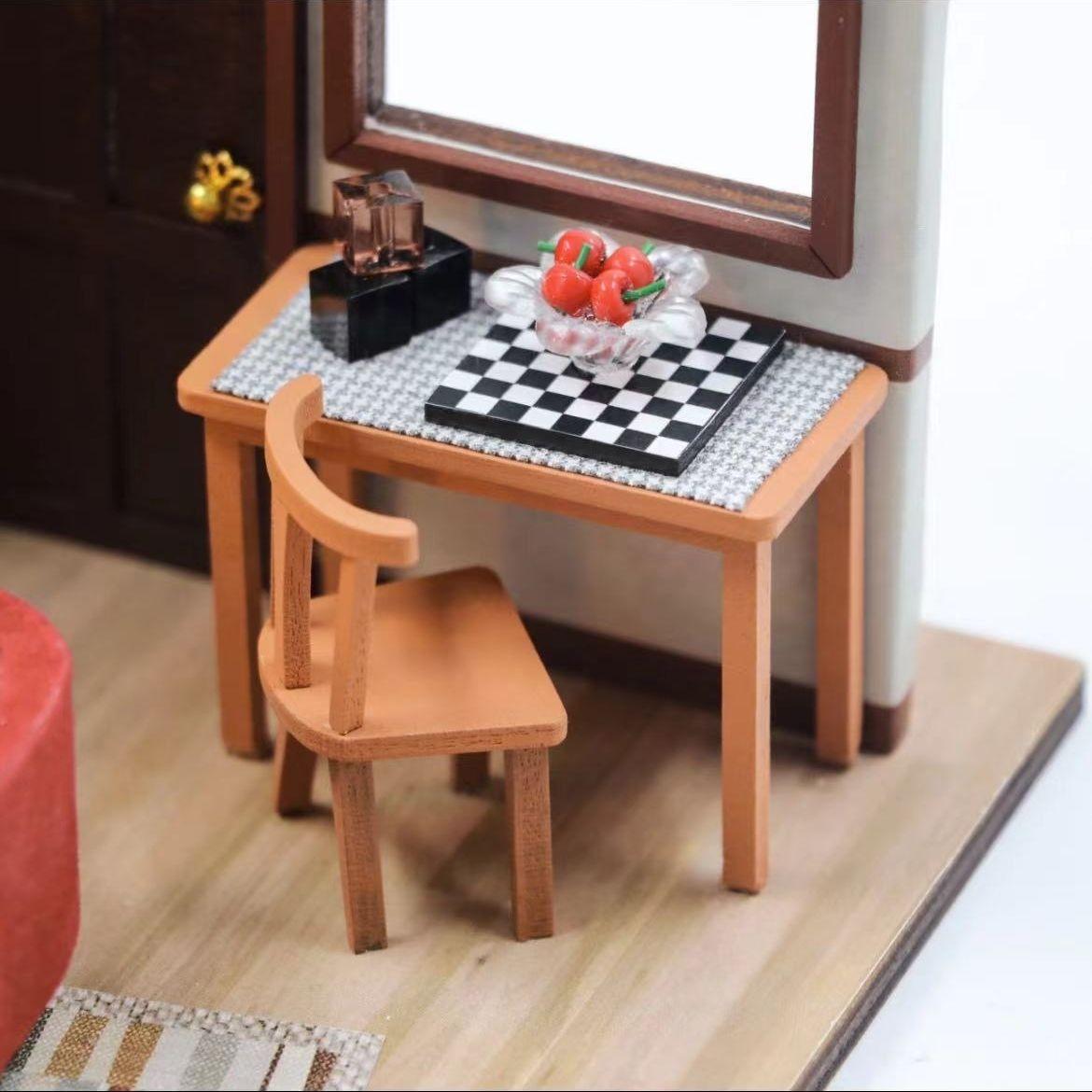 Ted's Apartment DIY Dollhouse Kit, a miniature house crafts inspired by the TV show "How I Met Your Mother", perfect for model building lovers, dollhouse collectors, home decor, A great DIY project for "How I Met Your Mother" fans.