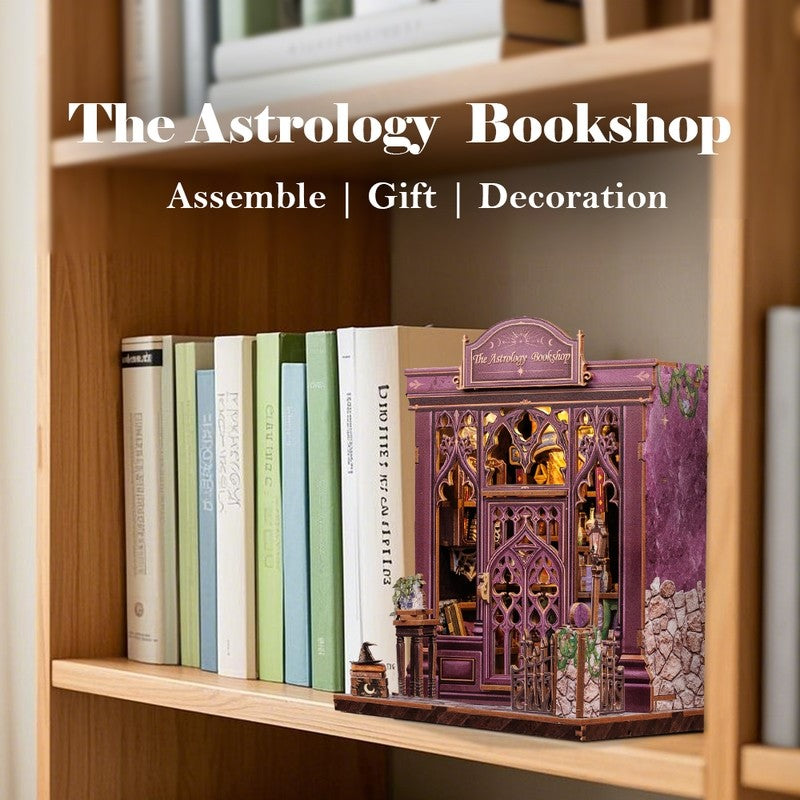 image displaying The Astrology Bookshop DIY Book Nook Kit in bookshelf