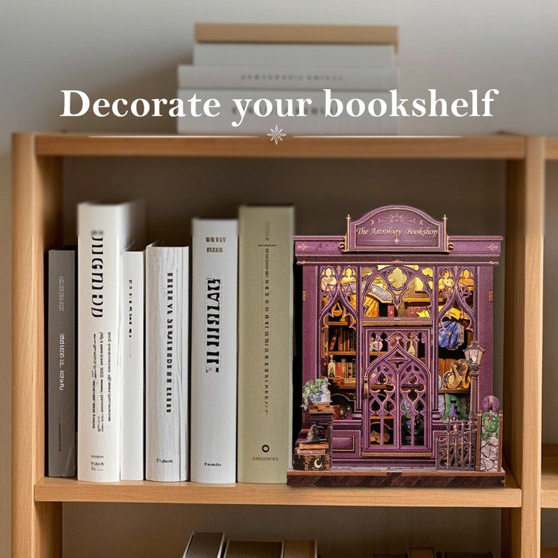image displaying a front view of The Astrology Bookshop DIY Book Nook Kit in bookshelf