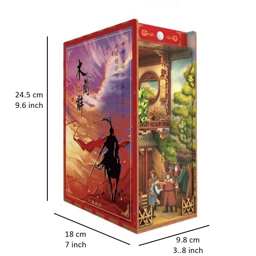 The Ballad of Mulan DIY Book Nook Kit | 3D Wooden Puzzle Bookend | Bookshelf Inert Diorama | Miniature House