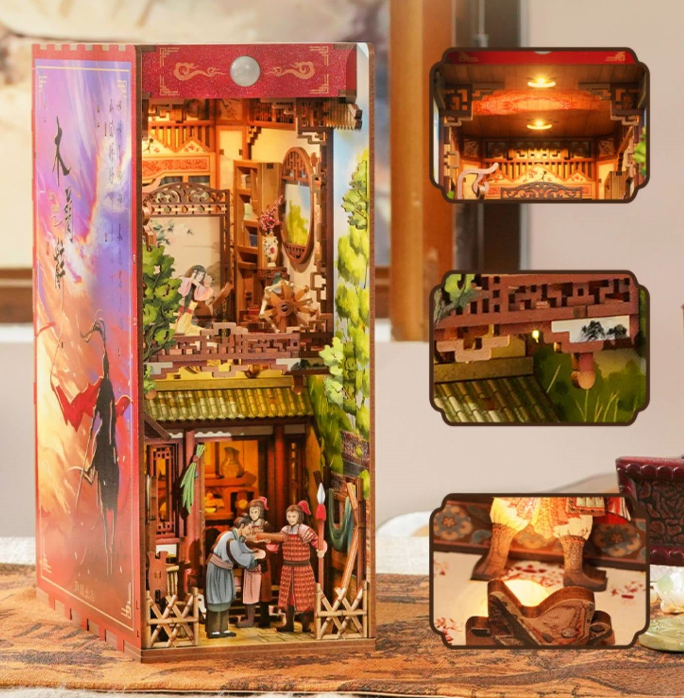 The Ballad of Mulan DIY Book Nook Kit | 3D Wooden Puzzle Bookend | Bookshelf Inert Diorama | Miniature House