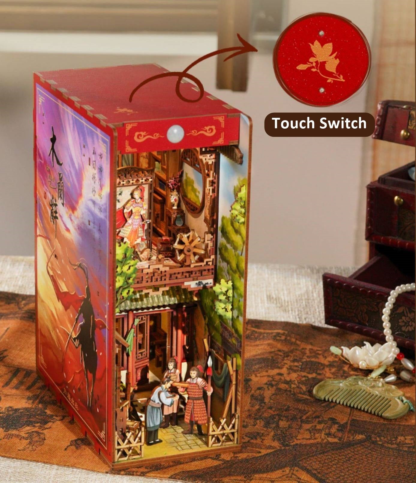 The Ballad of Mulan DIY Book Nook Kit | 3D Wooden Puzzle Bookend | Bookshelf Inert Diorama | Miniature House