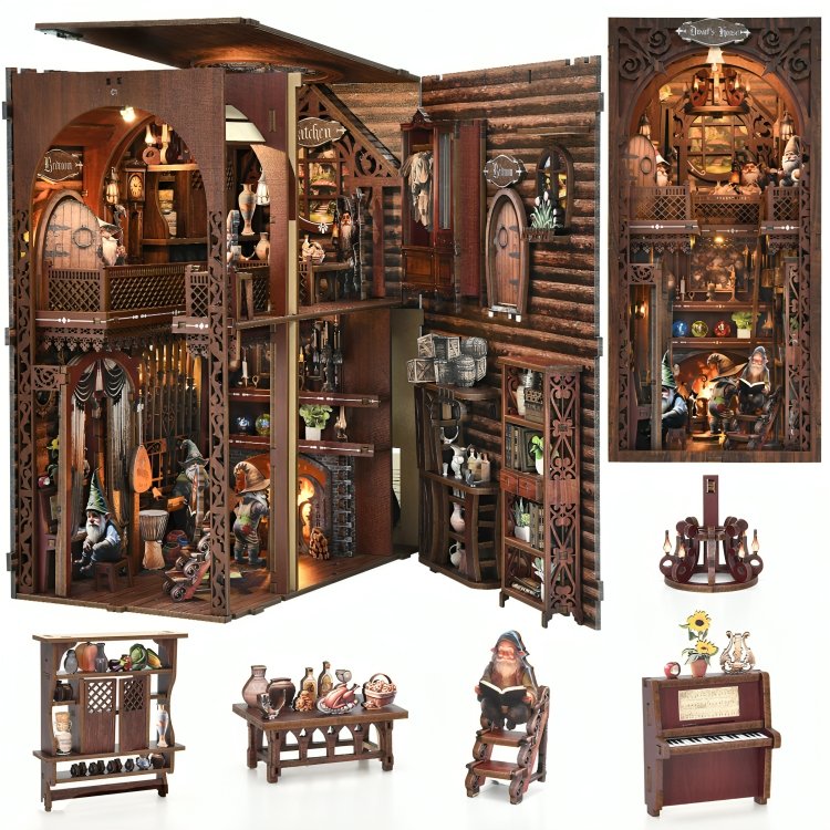 image displaying the interior design of The Dwarfs’ House Book Nook