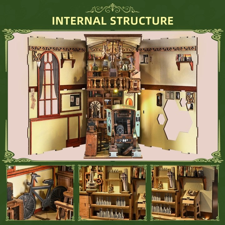 internal structure of the Radium Lady's room with miniature furniture and decors