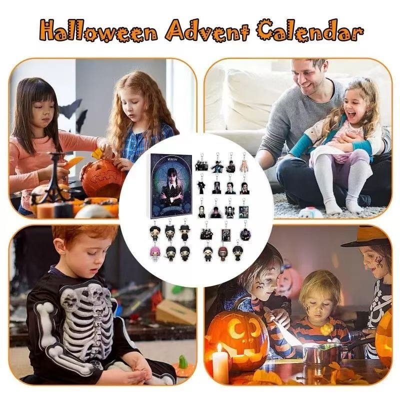 Halloween-themed advent calendar with family activities and pumpkin carving.