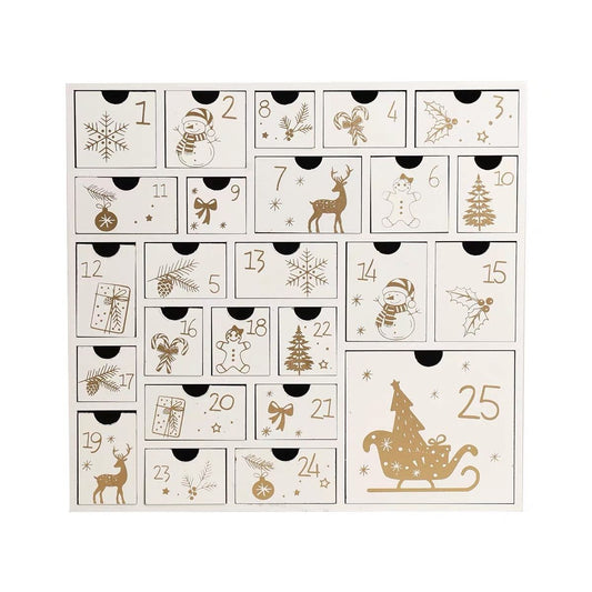 White Wooden Christmas Advent Calendar with 25 Drawers