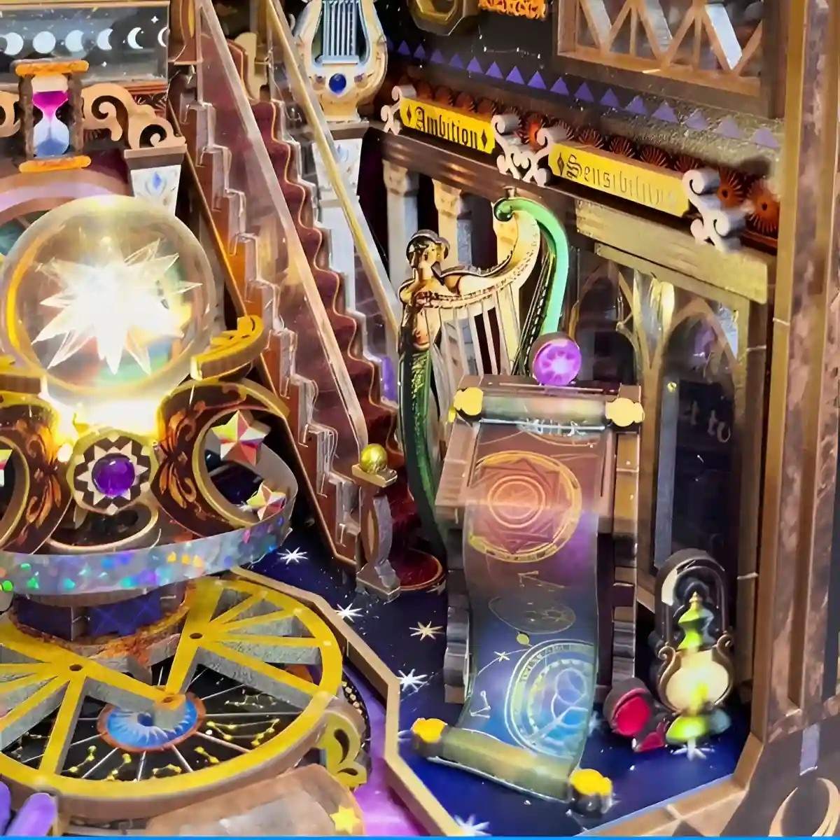 Detailed model of a fantasy scene with architecture, characters, and decorative elements.