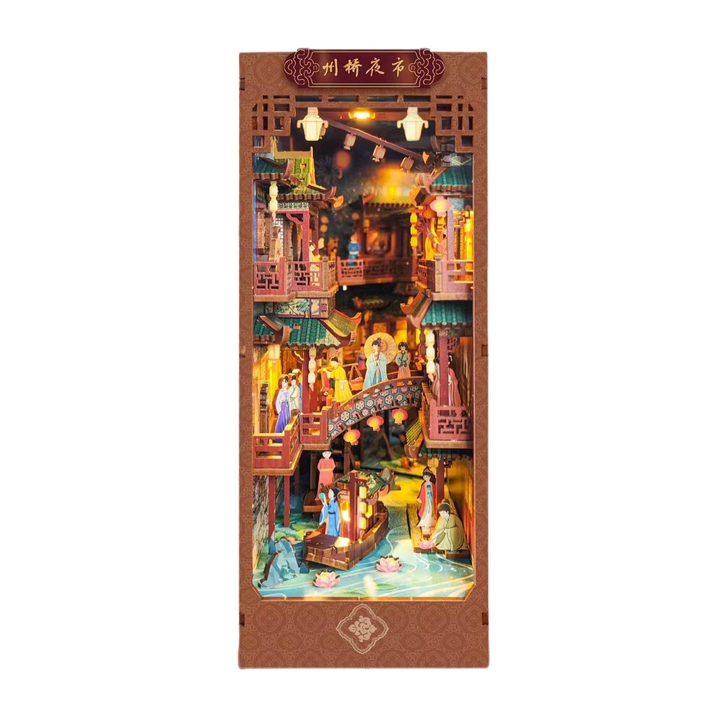 ancient Chinese themed diy book nook alley bookshelf diorama miniature front view