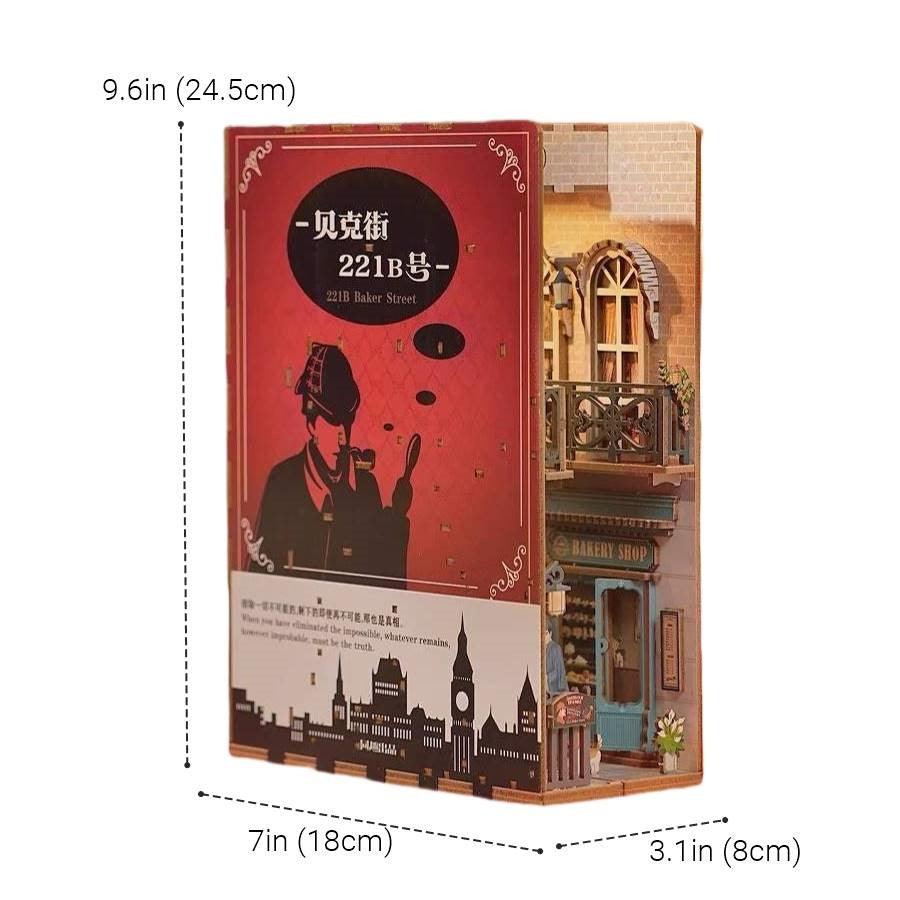 Baker Street DIY Book Nook Kit - Sherlock Holmes Bookshelf Insert Diorama - Detective 3D Wooden Bookend - Miniature Crafts
