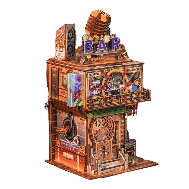 Punk Bar DIY 3D Wooden Puzzles Mechanical Puzzles Diorama