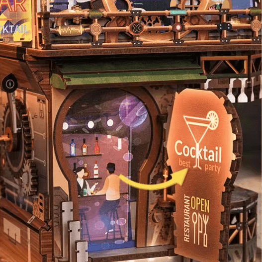 Punk Bar DIY 3D Wooden Puzzles Mechanical Puzzles Diorama Miniature detail