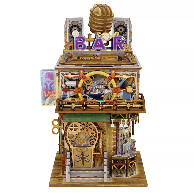 Punk Bar DIY 3D Wooden Puzzles Mechanical Puzzles Diorama Miniature