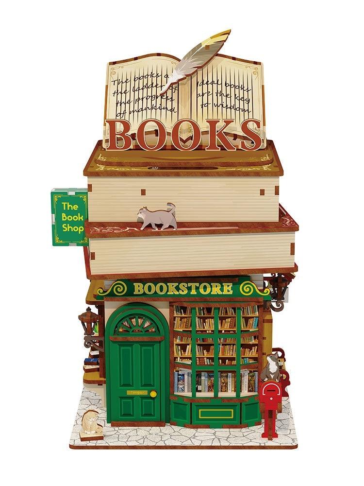 bookstore 3D wooden puzzle diy miniature crafts