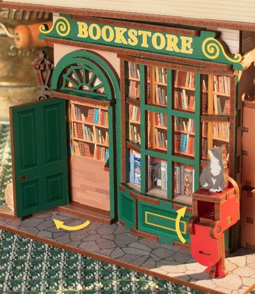 bookstore 3D wooden puzzle diy miniature crafts