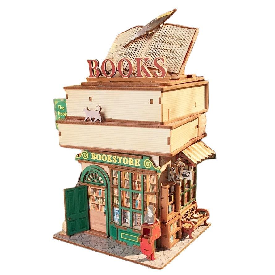 bookstore 3D wooden puzzle diy miniature crafts