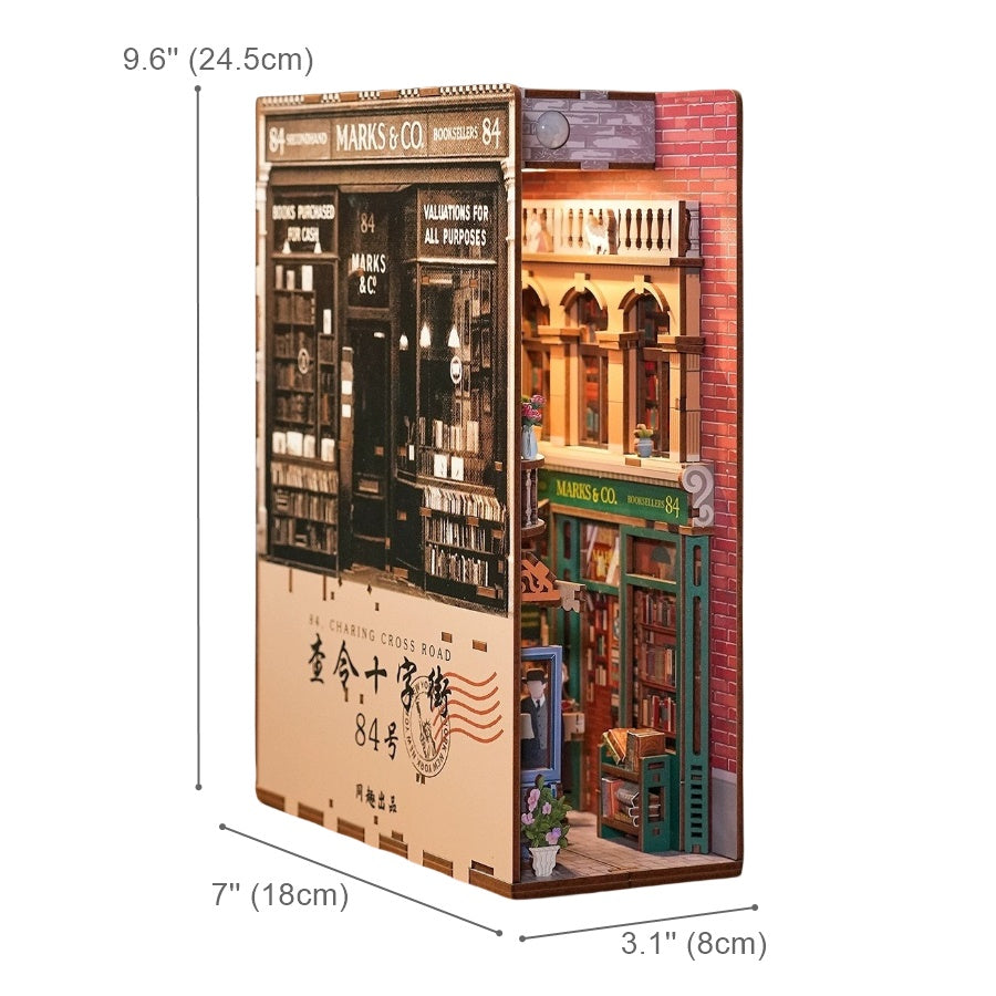 Vintage Bookstore Diy Book Nook Kit - 3d wooden bookends - Bookshelf insert Diorama - miniature crafts