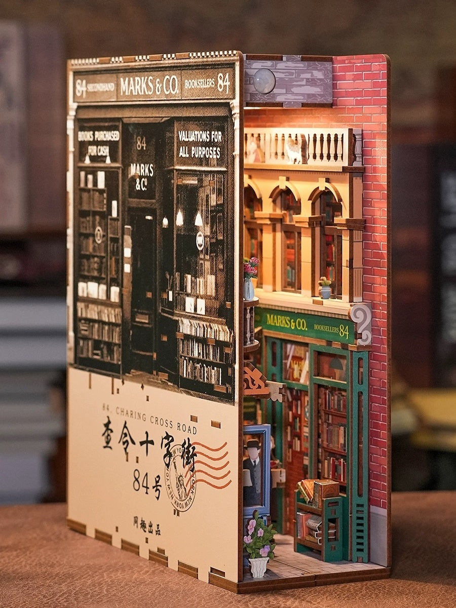 Vintage Bookstore Diy Book Nook Kit - 3d wooden bookends - Bookshelf insert Diorama - miniature crafts