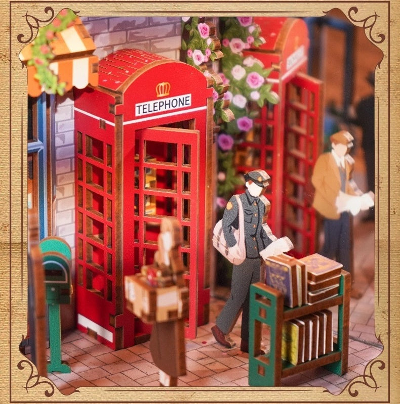 Vintage Bookstore Diy Book Nook Kit - 3d wooden bookends - Bookshelf insert Diorama - miniature crafts