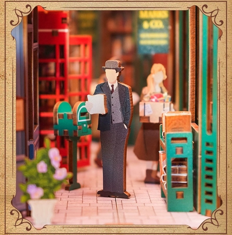 Vintage Bookstore Diy Book Nook Kit - 3d wooden bookends - Bookshelf insert Diorama - miniature crafts