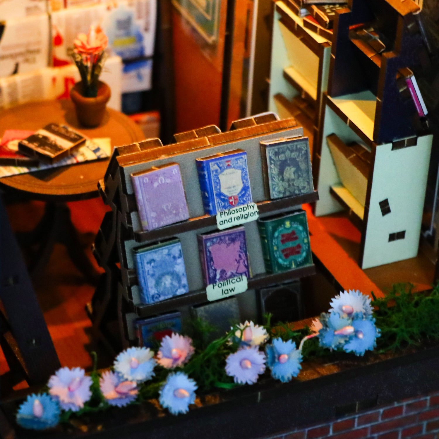 bookstore diy book nook kit - 3d wooden bookend - bookshelf insert diorama - miniature crafts