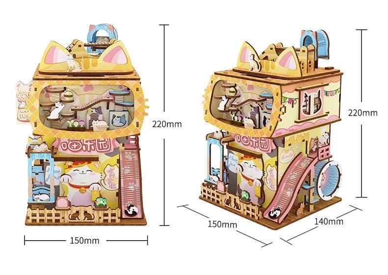 cat themed 3d wooden puzzles diy miniature crafts