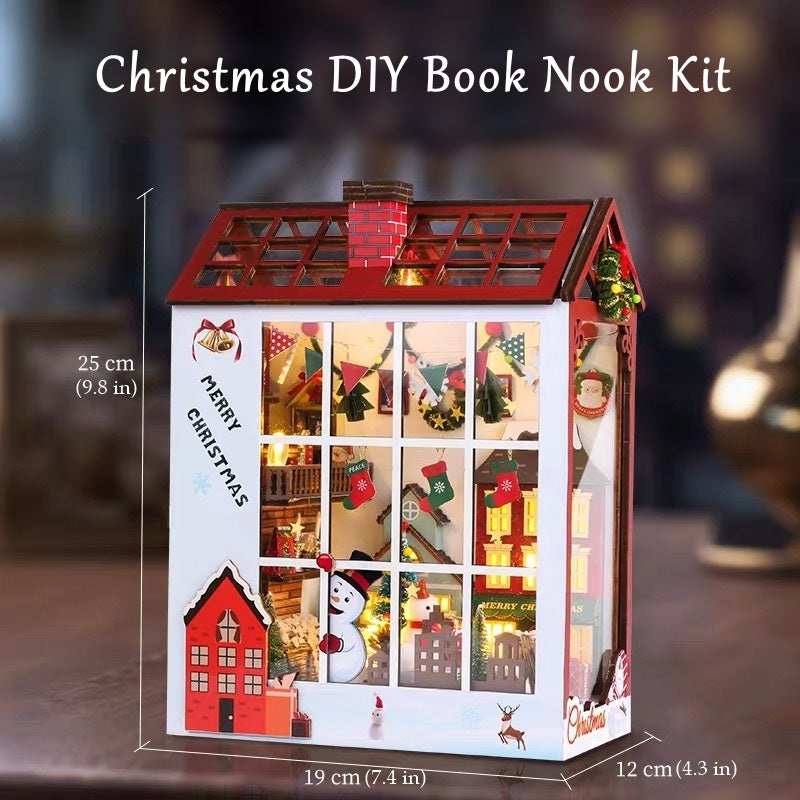 Christmas DIY Book Nook Kit - Santa Claus’s Room 3D Wooden Bookend - Miniature House Crafts