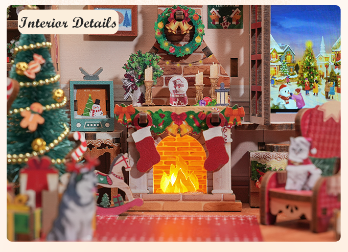Christmas DIY Miniature House Kit - Music Box - 3D Wooden Puzzles - Dollhouse - Diorama