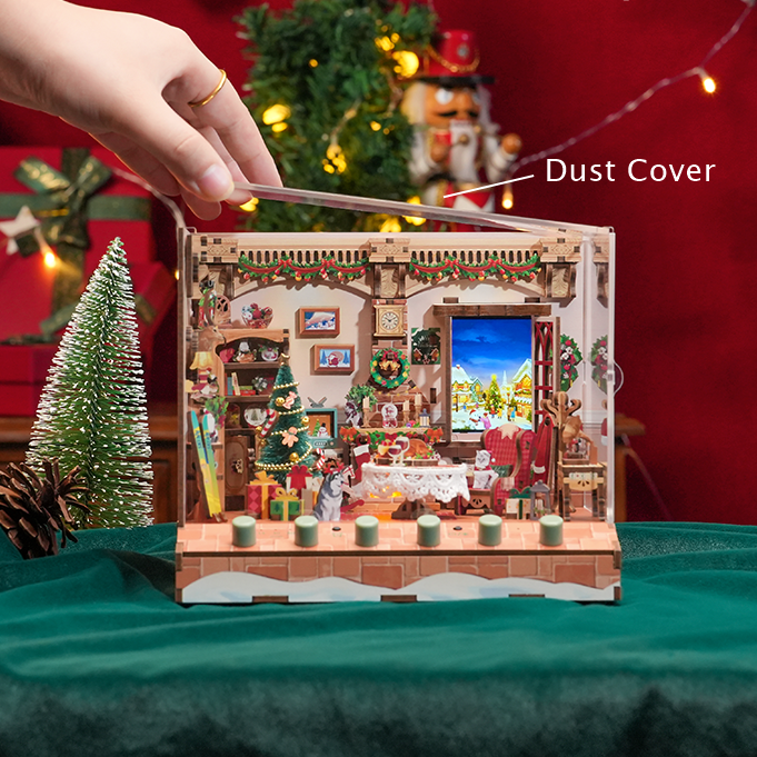 Christmas DIY Miniature House Kit - Music Box - 3D Wooden Puzzles - Dollhouse - Diorama