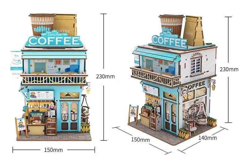 Seaside Cafe 3d wooden puzzles diy kit-size