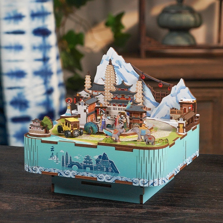 Ethnic China Colorful Yunnan | 3D Wooden Puzzles | DIY Music Box | Miniature Crafts
