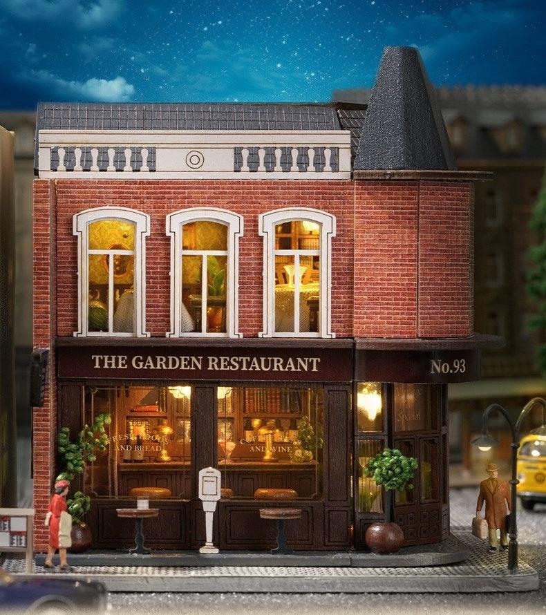 Corner Restaurant DIY Dollhouse Kit | Mini House | Miniature House Crafts - front