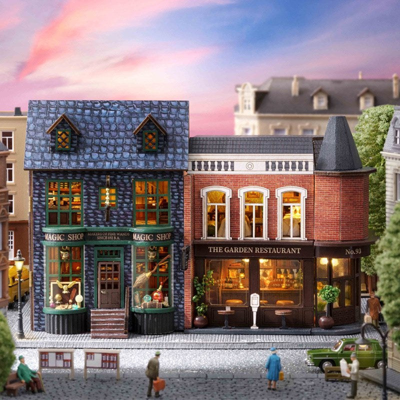 Corner Restaurant DIY Dollhouse Kit | Mini House | Miniature House Crafts - street corner shops