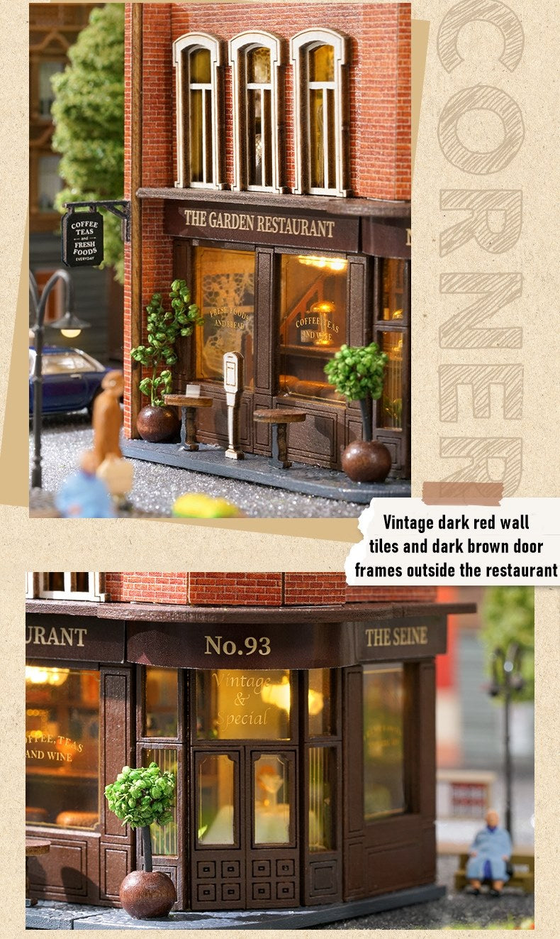 Corner Restaurant DIY Dollhouse Kit | Mini House | Miniature House Crafts - details