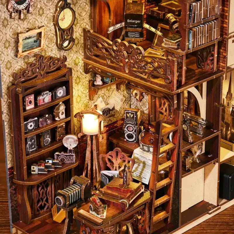 Darkroom Film | DIY Book Nook Kit | 3D Wooden Puzzle Bookend | bookshelf insert diorama | miniature house kit