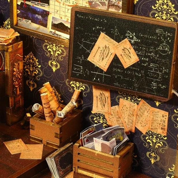famous detective agency diy book nook kit, inspired by the famous detective Sherlock Holmes, A charming miniature 3d wooden puzzles bring the mysteries of Victorian London to life in authentic miniature scenes, perfect for bookshelf decor, and dollhouse collectors, or a gift for Sherlock Holmes fans.