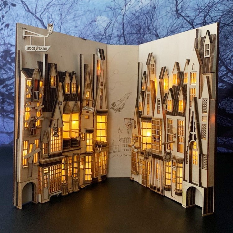 Hogsmeade Village Harry Potter Diagon Alley DIY Book Nook Kit - Bookshelf Insert Diorma - Miniature Crafts