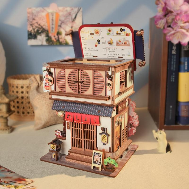 Japanese restaurant themed diy 3d wooden mechanical jigsaw puzzles for desk accessories